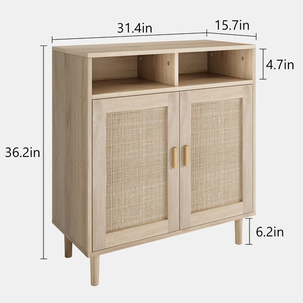 Ail Accent Rattan Sideboard Buffet Storage Cabinet With 2 Doors - 15.7"L x 31.4"W x 36.2"H