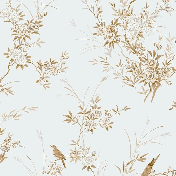 slide 2 of 4, Shabby Chic by Rachel Ashwell Bird Chinoiserie Blue Gold Wallpaper