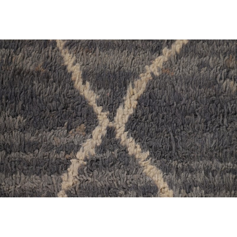 Plush Moroccan Area Rug Hand-Knotted Oriental Wool Carpet - 7'10" x 10'11"