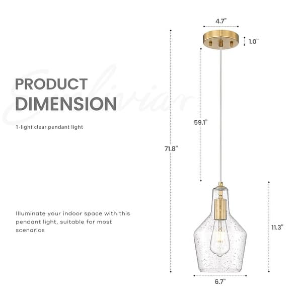 dimension image slide 3 of 4, 1-Light Adjustable Kitchen Pendant Light