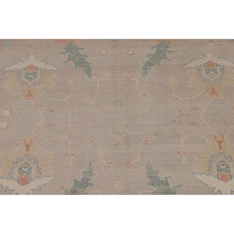 Earth Tone Transitional Oushak Area Rug Hand-Knotted Wool Carpet - 7'9" x 9'8"