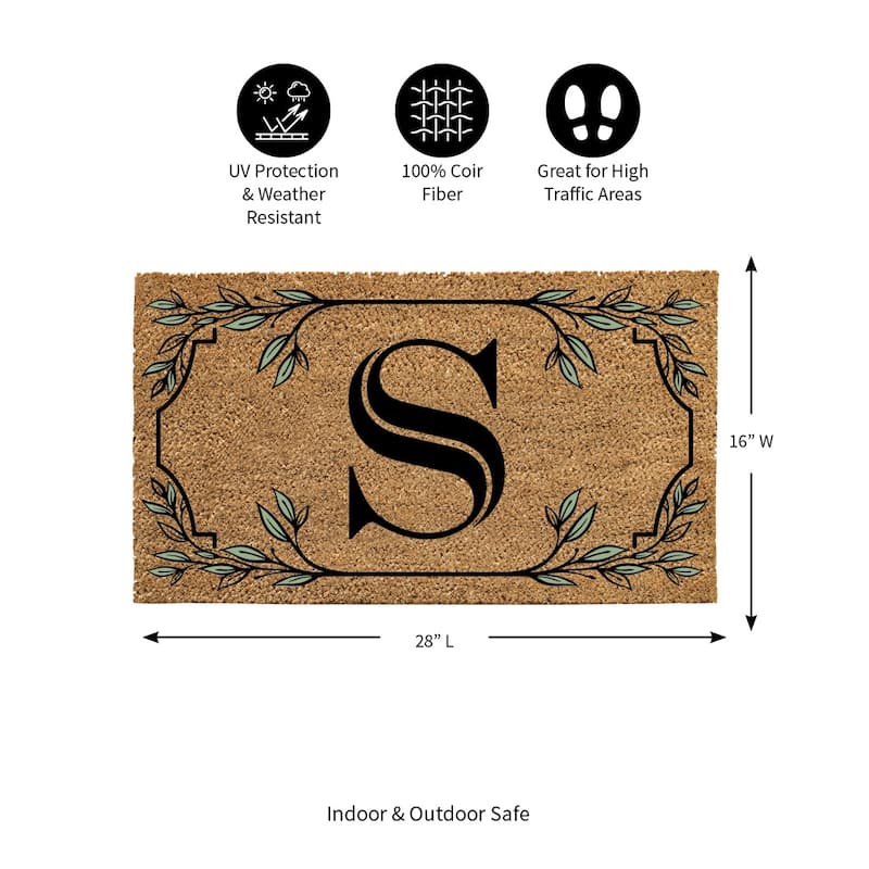 28 in. x 16 in. Monogram Coir Mat, Letter "S"