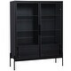 preview thumbnail 5 of 14, 51.2"H Freestanding Display Cabinet, LED Lighting, 2 Drawers, Glass Door, 4 Shelves