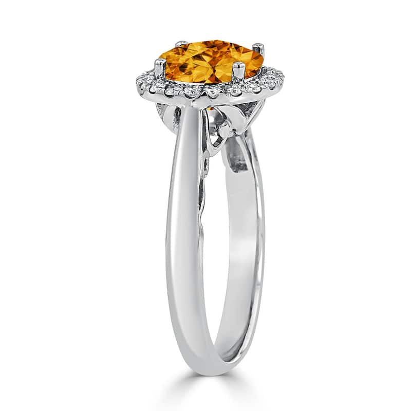 Auriya 2 1/2ct Round Citrine and Halo Diamond Engagement Ring 1/4ctw 14k Gold
