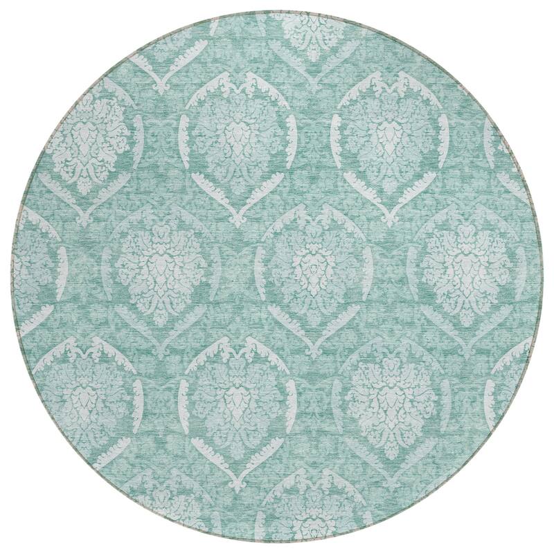 Machine Washable Indoor/ Outdoor Chantille Traditional Damask Rug