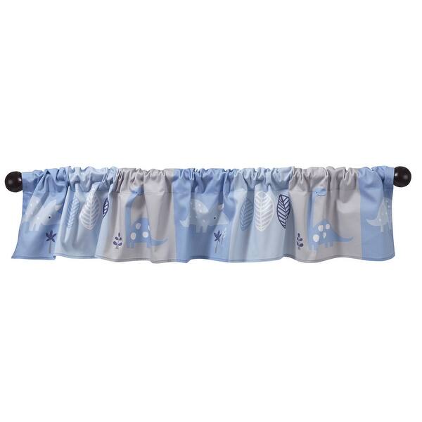 slide 2 of 3, Bedtime Originals Roar Blue/Gray Dinosaur Window Valance