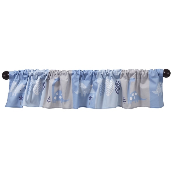 Bedtime Originals Roar Blue Gray Dinosaur Window Valance Bed