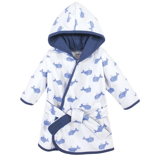 slide 1 of 1, Hudson Baby Infant Boy Cotton Rich Bathrobe, Blue Whale, 0-9 Months - Blue Whale - 0-9 Months 0-9 Months - Blue Whale