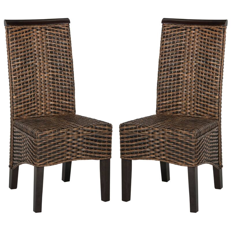 SAFAVIEH Gunvor Grey Wicker Dining Chair (Set of 2) - 17.3" x 24" x 39.3" - 17Wx24Dx39H