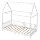 preview thumbnail 21 of 26, Twin/Full Size House Bed with LED Light and Guardrails, Solid Wood Kids Montessori Bed with Roof Frame and Slats Support