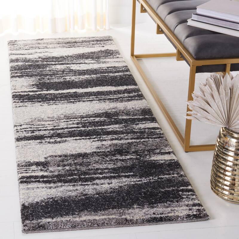 SAFAVIEH Retro Christiana Modern Abstract Distressed Rug - 2'3" x 7' Runner - Dark Grey/Light Grey