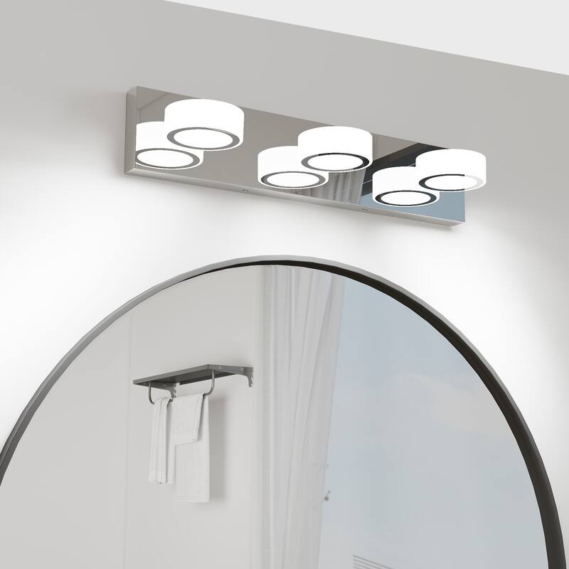 LED Modern 3 Light White Rotating Oval Acrylic with 21 Inch Vanity Light Over Mirror Lighting Fixture