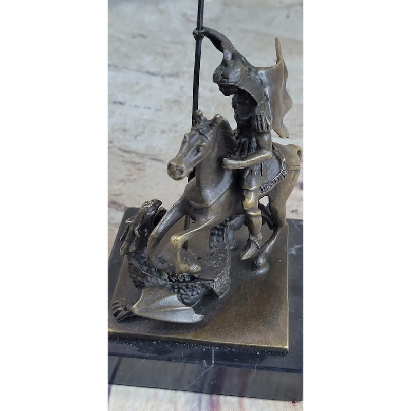 St. George Dragon Slayer Bronze Statue Military Saint Catholic Patron Sculpture