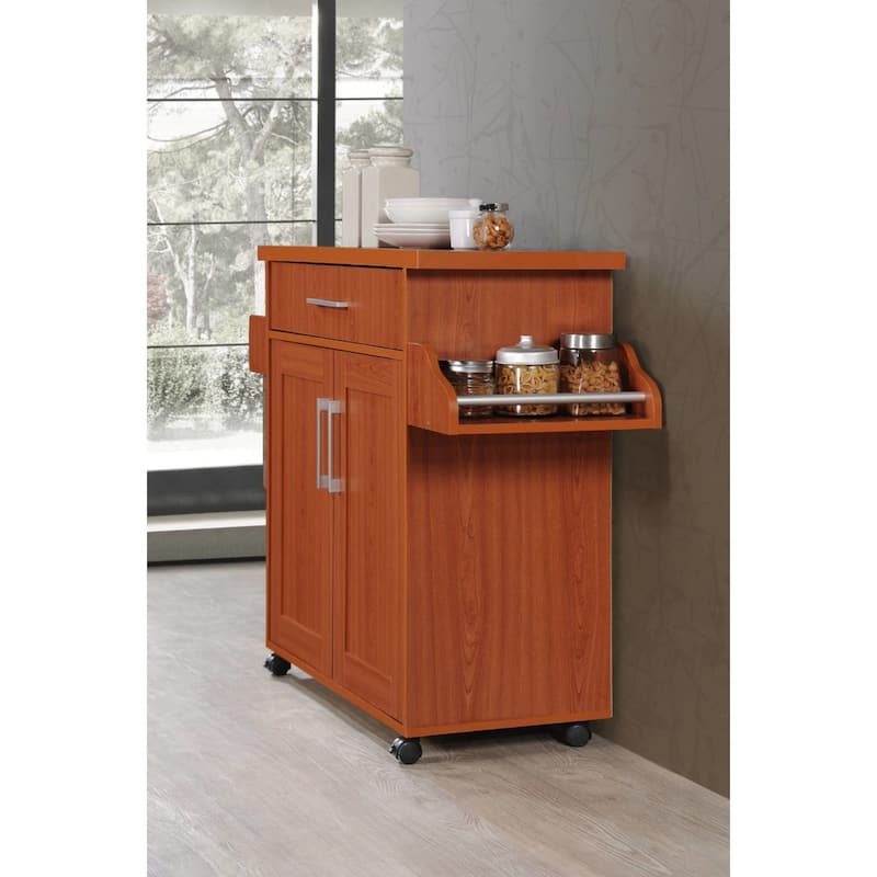 43.5" Cherry Red Solid Kitchen Island with Spice Rack