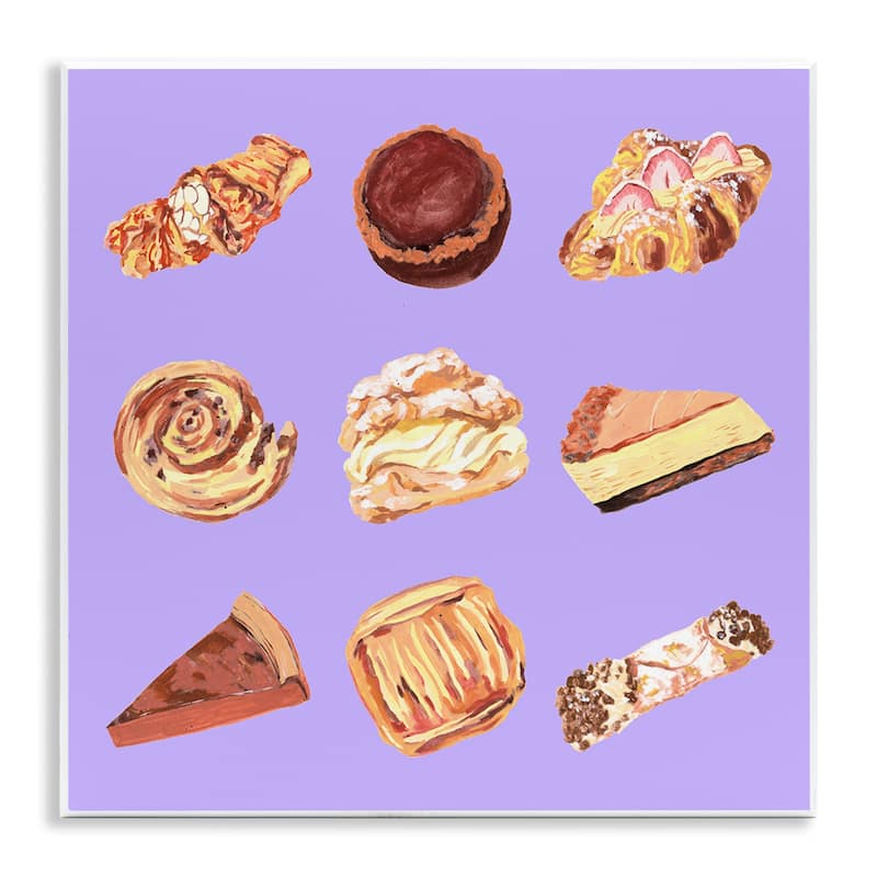 Stupell Delicious Pastries on Purple Wall Plaque Art Design By Melissa Wang - 12 x 12