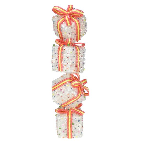 Shop 34 White Tinsel And Candy Stacked Gift Boxes Christmas