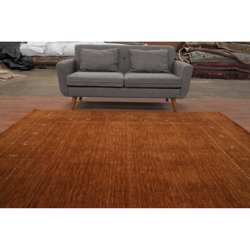 Hand Knotted Oriental 100% Wool Carpet Tribal Animal Pictorial Brown Gabbeh Area Rug - 8' 0'' X 8' 3''