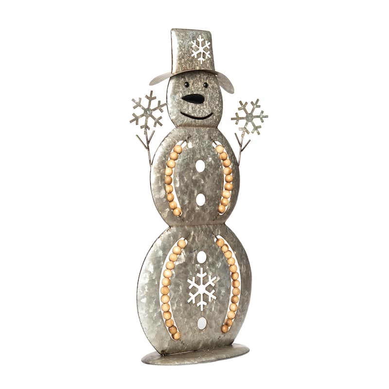 Transpac Metal 23.23 in. Silver Christmas Beaded Snowman Decor