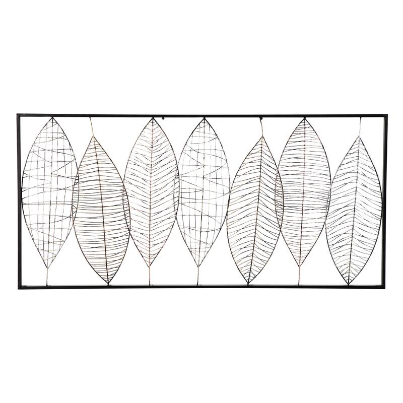 Metal Leaf Wall Decor with Black Frame - Black - Roche River Decor
