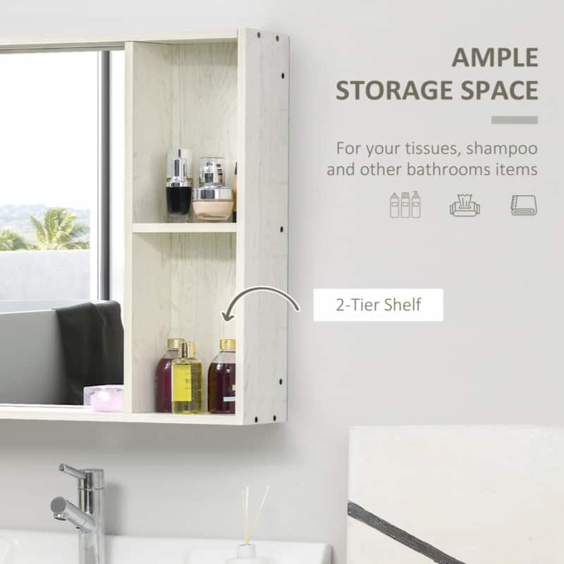 31.5" x 25.5" Bathroom Medicine Cabinet with Mirror, Storage Shelf,White