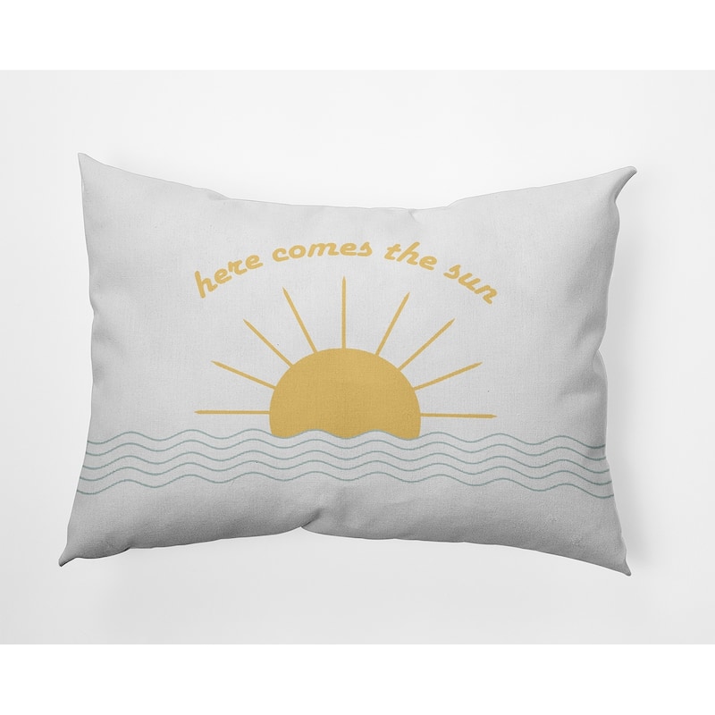 Here Comes The Sun Indoor/Outdoor Throw Pillow - Aqua - 14" x 20"