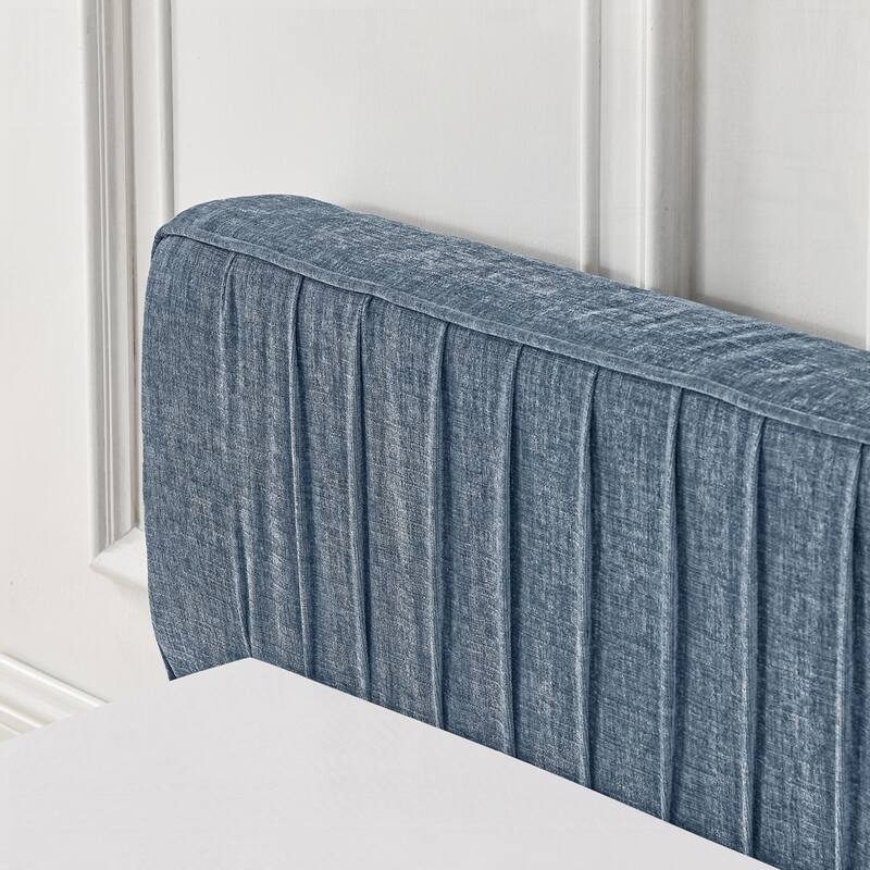 Upholstered Bed Frame with Chenille fabric with pleated design