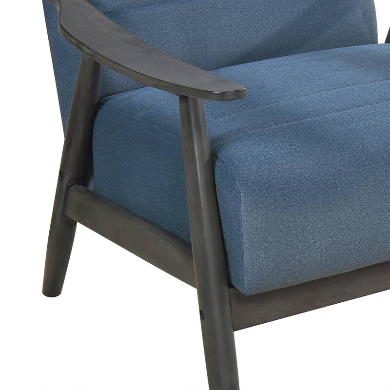 Transitional Blue Velvet Accent Chair with Dark Gray Frame