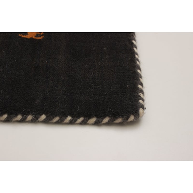 Kashkuli Gabbeh Grey Rug 3'10" x 3'9" - 3'10 x 3'9