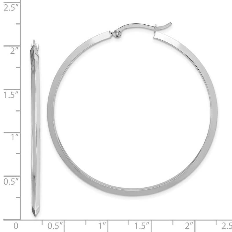Curata 14k White Gold Polished Hoop Earrings - 52.5x2.25mm