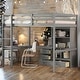 preview thumbnail 1 of 9, Grey Modern Full Size Loft Bed with Built-in Desk, Storage Shelves and Drawers for Bedroom