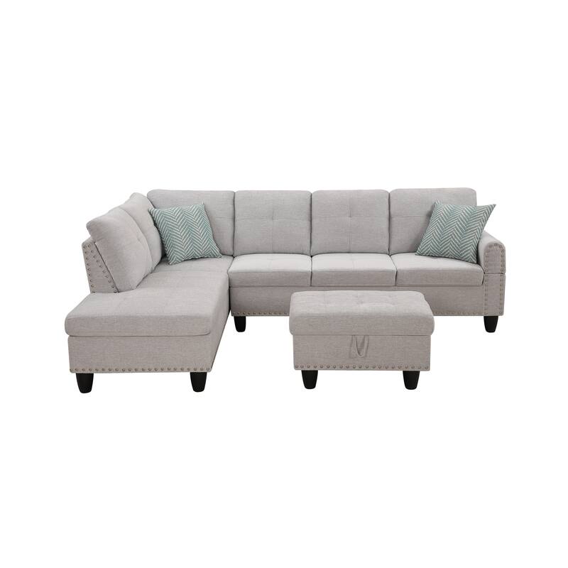 Alger 98" Wide Left Hand Facing Sofa & Chaise with Ottoman