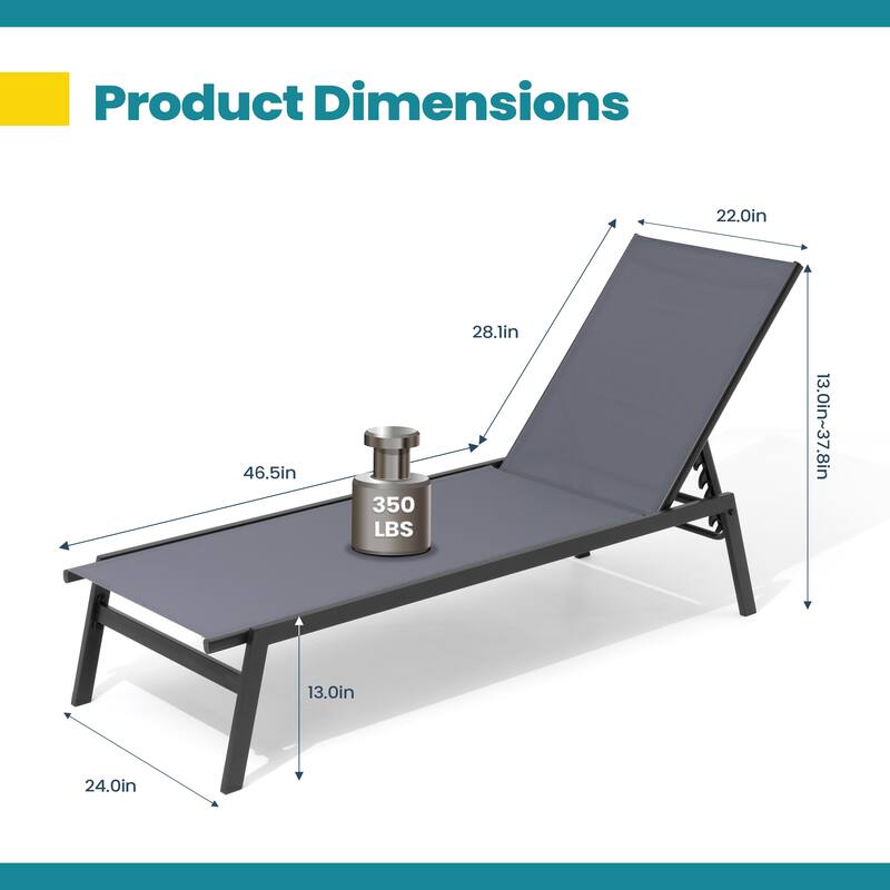 VredHom Outdoor Patio Stackable Adjustable Chaise Lounge Chairs