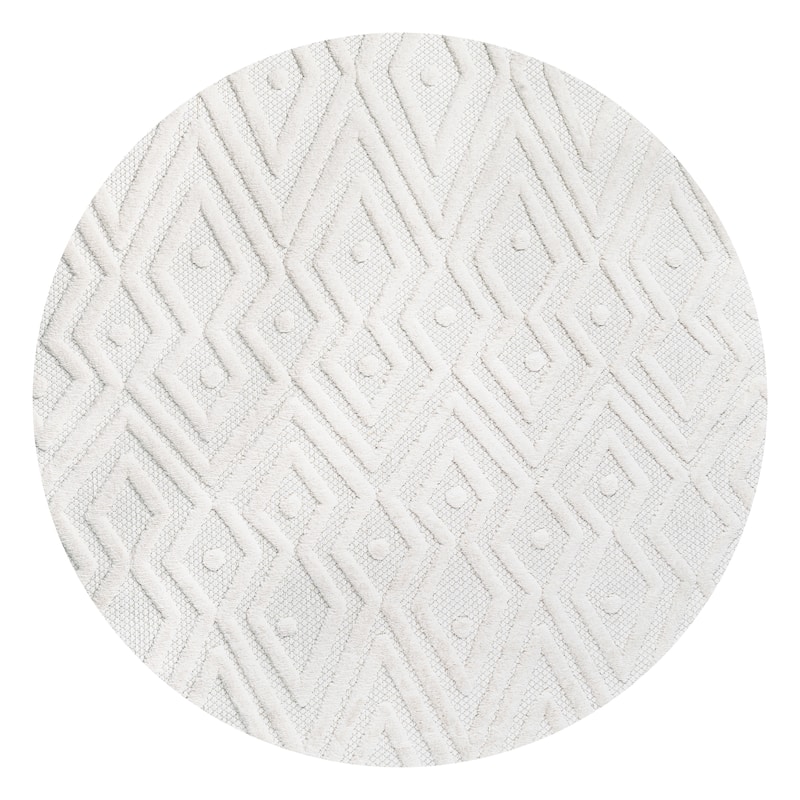 JONATHAN Y Salines Moroccan Diamond Indoor/Outdoor Area Rug - 5' Round - Ivory