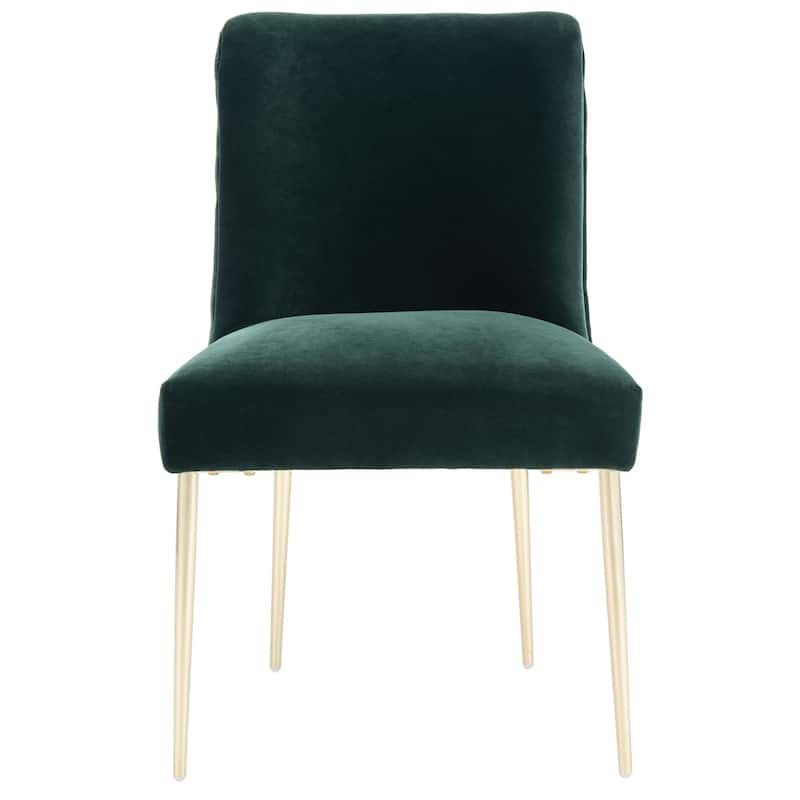 SAFAVIEH Couture Melonie Velvet Accent Chair - Mustard / Brass - 28"x23"x35.3" - 28" W x 23" D x 35" H - 28Wx23Dx35H