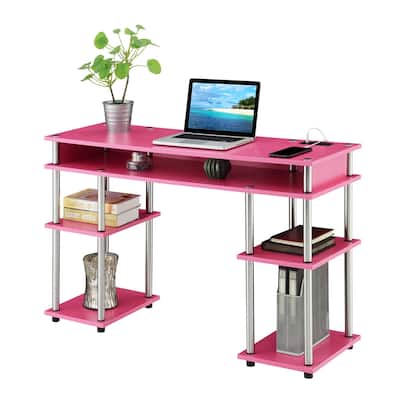 Student Desk with Charging Station - No Tools, Easy Assembly, Modern Design