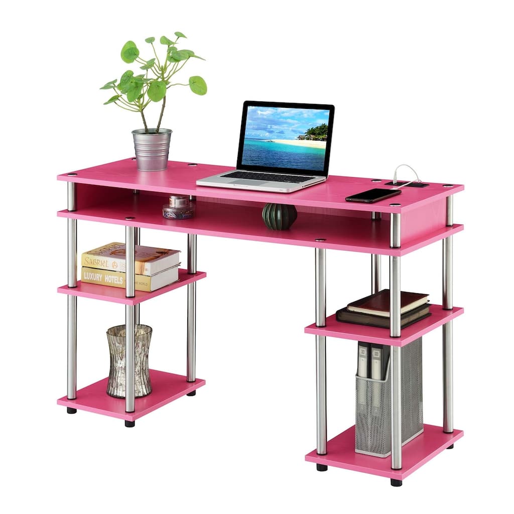 Student Desk with Charging Station - No Tools, Easy Assembly, Modern Design