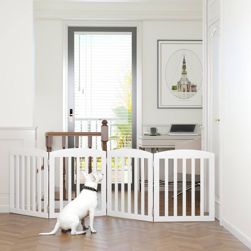 COSTARS Foldable Dog Gate, Dog Gates for Doorways, Stairs, The House, Wooden Freestanding Pet Gate Indoor, Step Over Puppy Gate