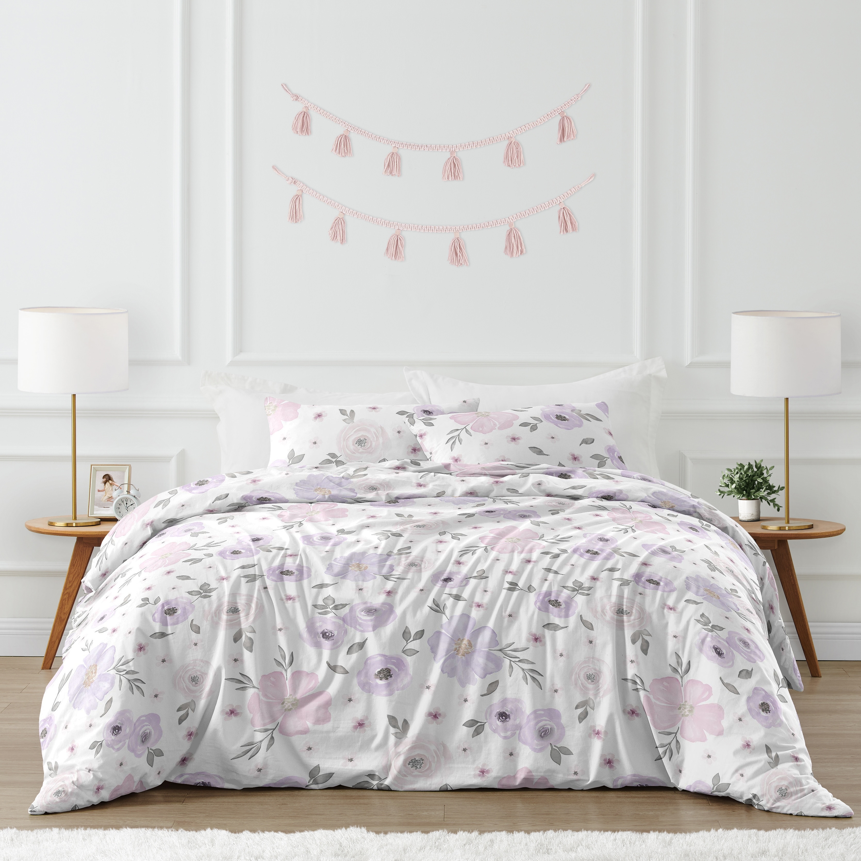 Sweet Jojo Designs Shabby Chic Watercolor Floral Collection 3-Piece Full Queen-size Comforter Set