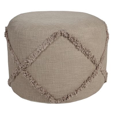 HomeRoots 18" Brown 100% Cotton Ottoman