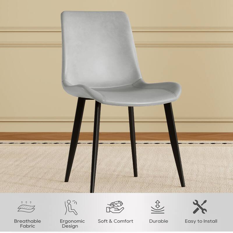 Modern PU Dining Chairs Set of 4, Kitchen Side Chairs with Metal Legs