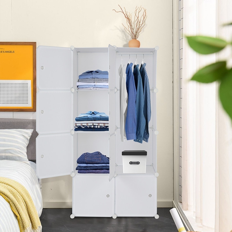 5,8,Cube Plastic Storage Wardrobe Clothes Organizer Cupboard Shoe Cabinet  DIY UK