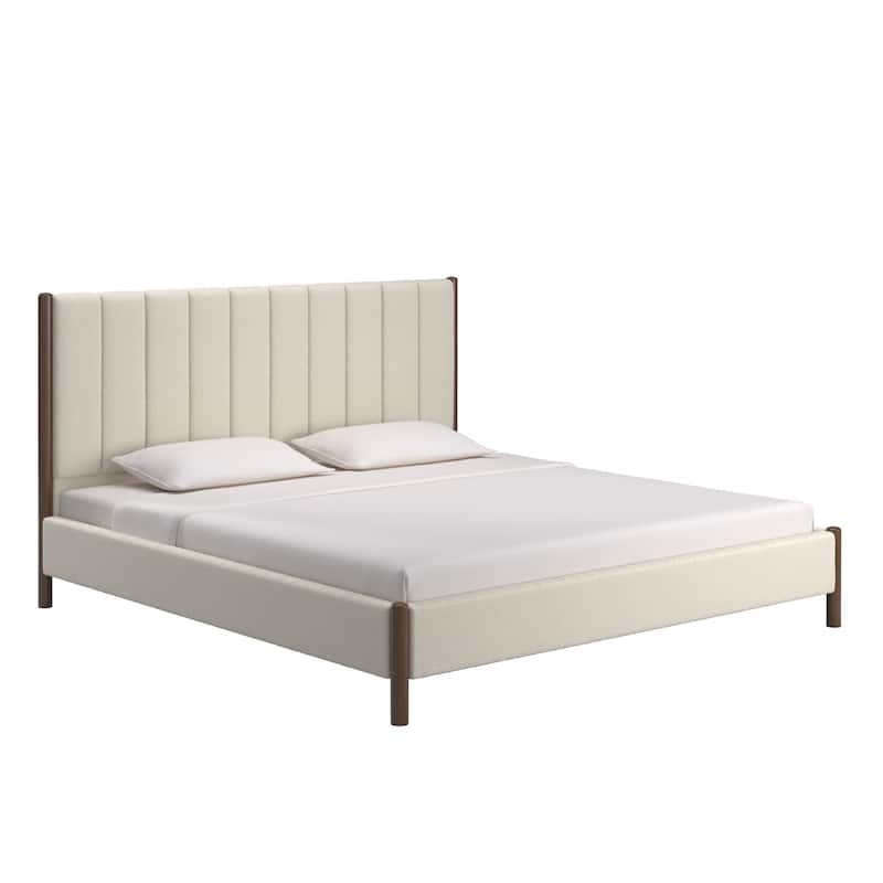 Eldra Cream Boucle Upholstered Platform Bed by iNSPIRE Q Modern - King