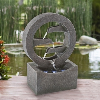 Round Cascade Fountain- 4 Tier Polyresin Waterfall with LED Lights by ...