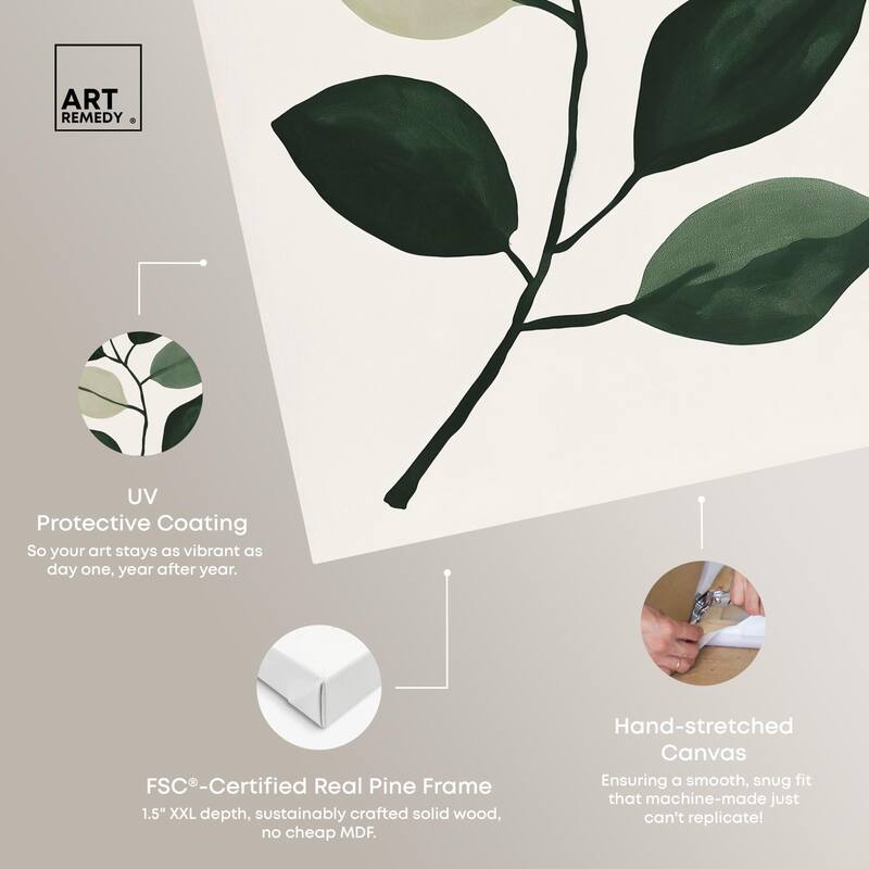 Green and Grey Branch II Canvas by Art Remedy, Gallery Wrapped