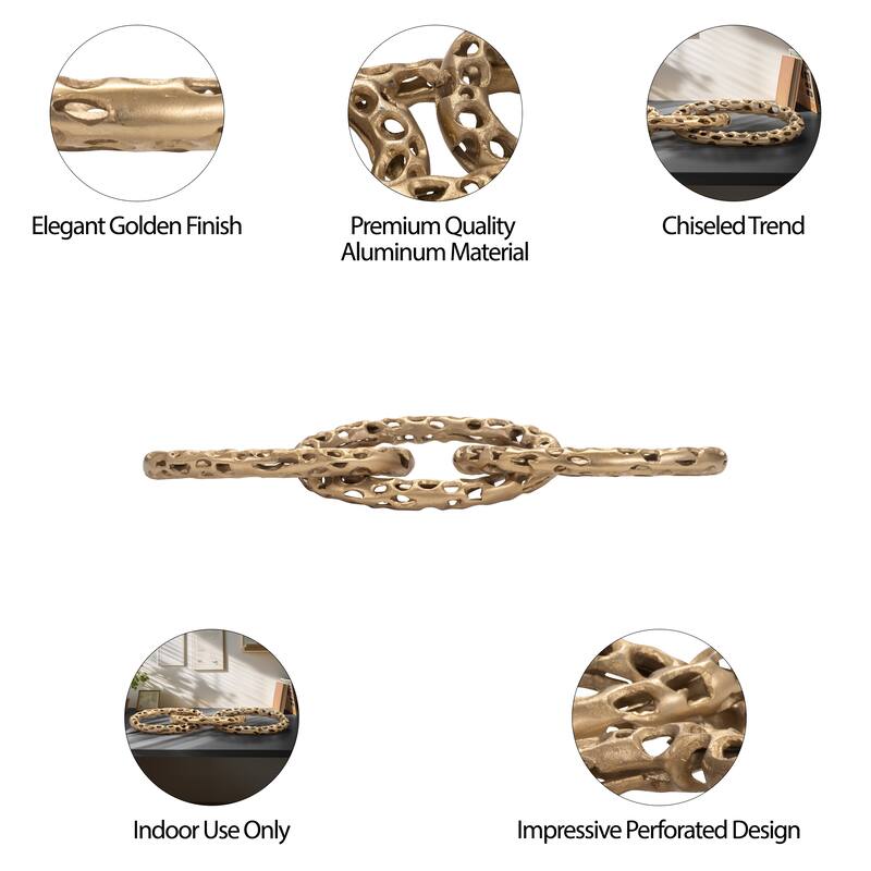 Sagebrook Home 31" Mahin Aluminum Link Chain in Gold Finish, 3"H - 31" x 8" x 3"