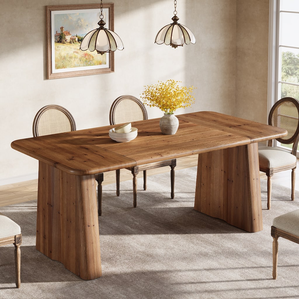 63 Inch Rectangle Solid Wood Dining Table for Kitchen Dining Room - 31.5" D x 63" W x 29.92" H