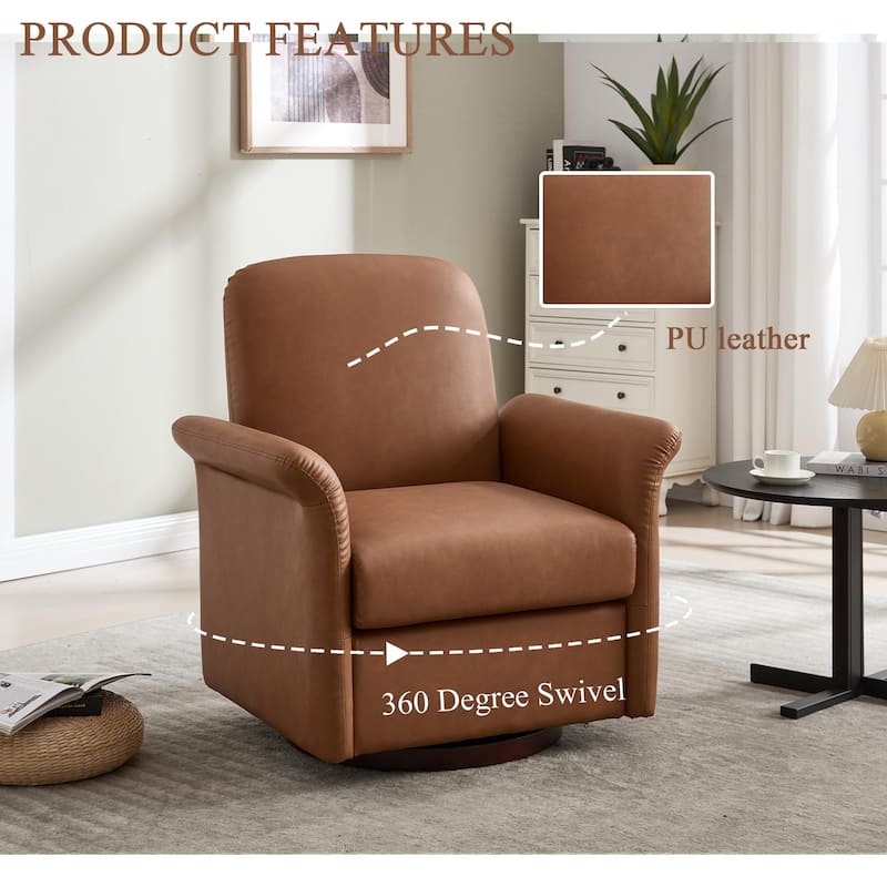 Modern Barrel Armchair with Wood Base for Bedroom