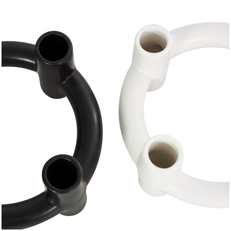 CosmoLiving by Cosmopolitan Black Ceramic Circle Geometric Candle Holder (Set of 2)