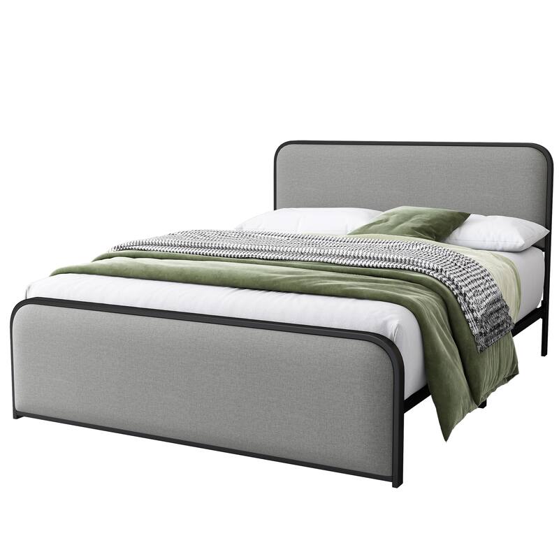 Curved Upholstered Headboard and Footboard Bed