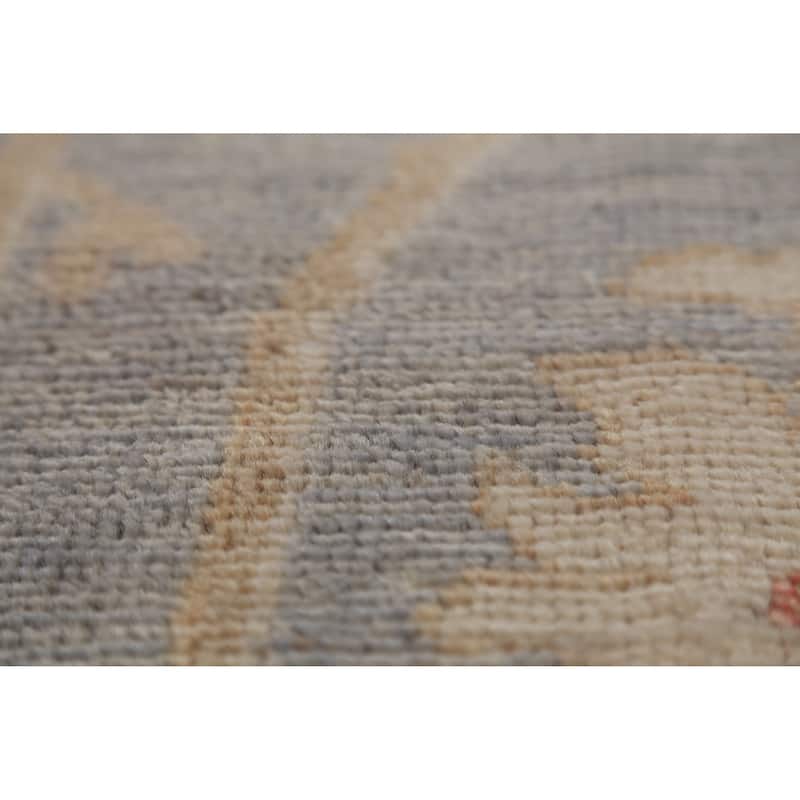 Hand Knotted Oriental 100% Wool Carpet Transitional All-Over Navy Blue & Blues Oushak Area Rug - 8' 11'' X 6' 1''